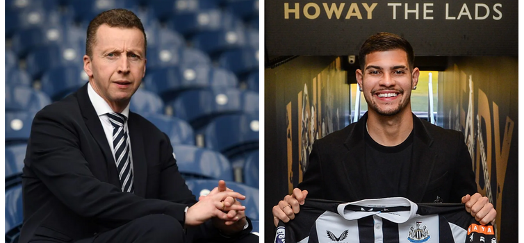 Nick Hammond oversaw the January 2022 transfer window for Newcastle, which included the signing of Bruno Guimarães (right) 