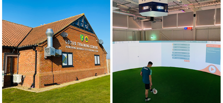 Left: Entrance to the Lotus Training Centre; right: inside the Soccerbot360.