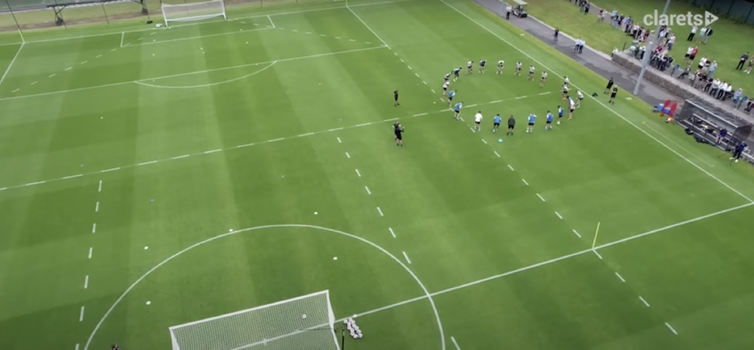 The markings on Burnley's main training pitch