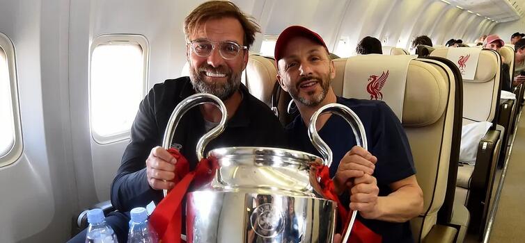 Gordon (right): Described as “the brain behind all the things” at Liverpool by Klopp (left)