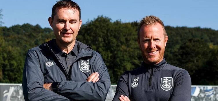 David Wetherall (left) with Huddersfield Academy Manager Jon Worthington