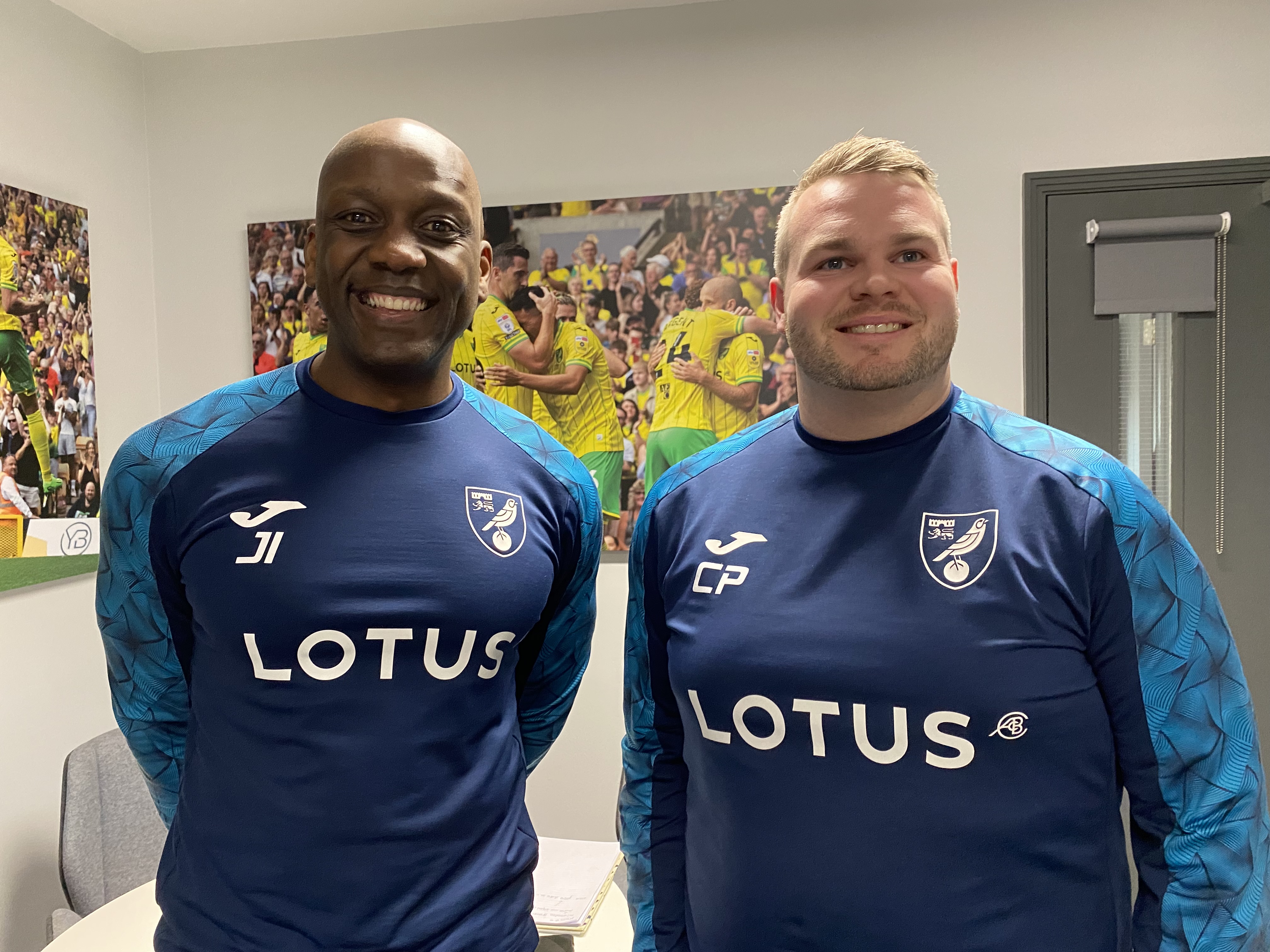 John Iga (left) is Norwich City's Head of Strategy and Innovation. Carl Pope (right) is Lead Performance Insights Analyst.
