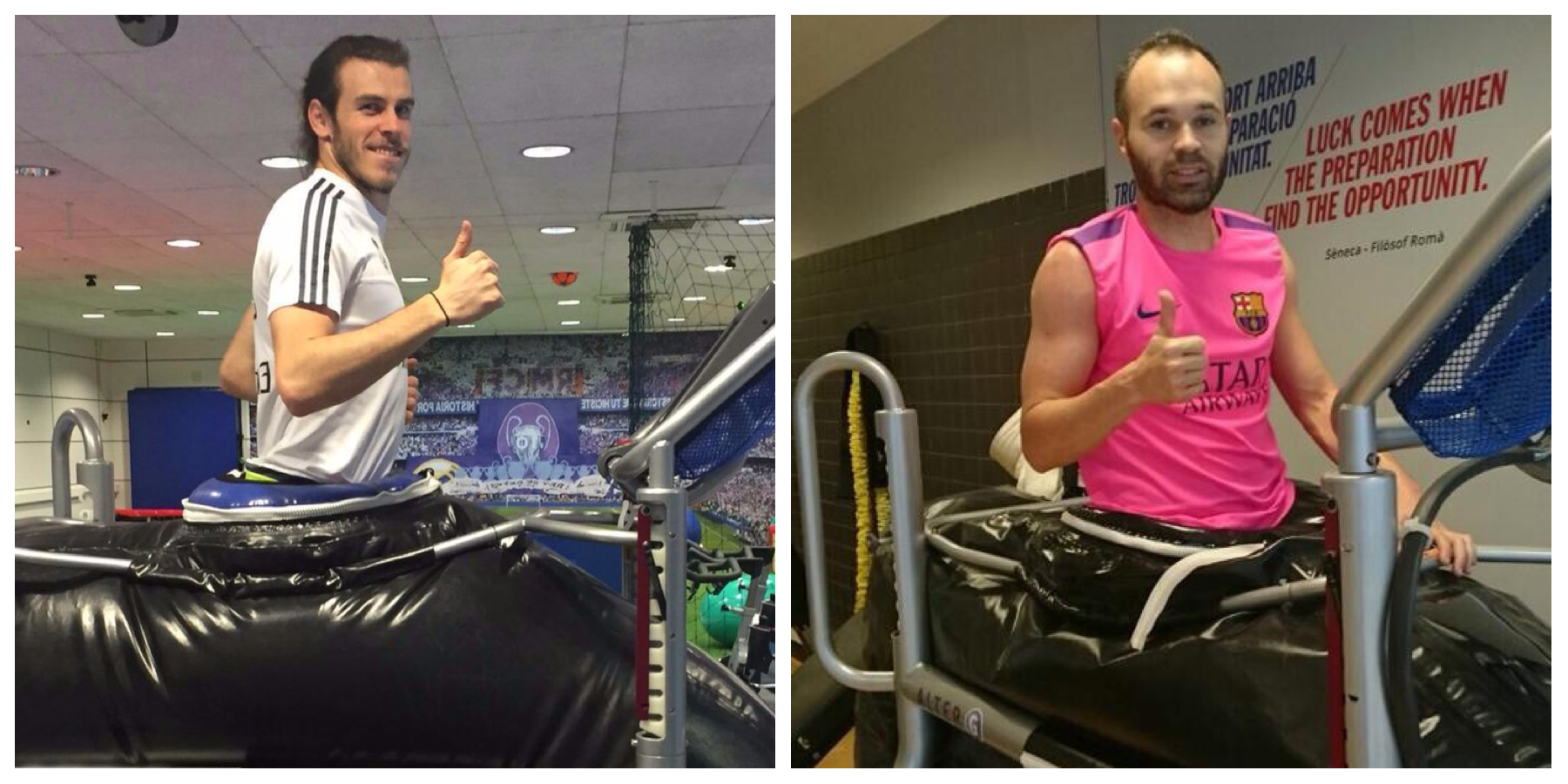 Gareth Bale and Andres Iniesta using Alter-G machines