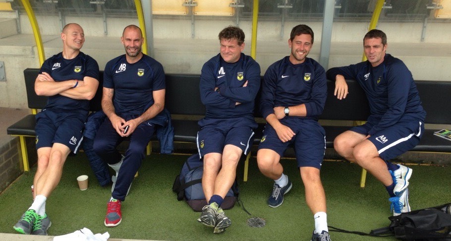 Buckingham (second from the right) spent 10 years at Oxford United