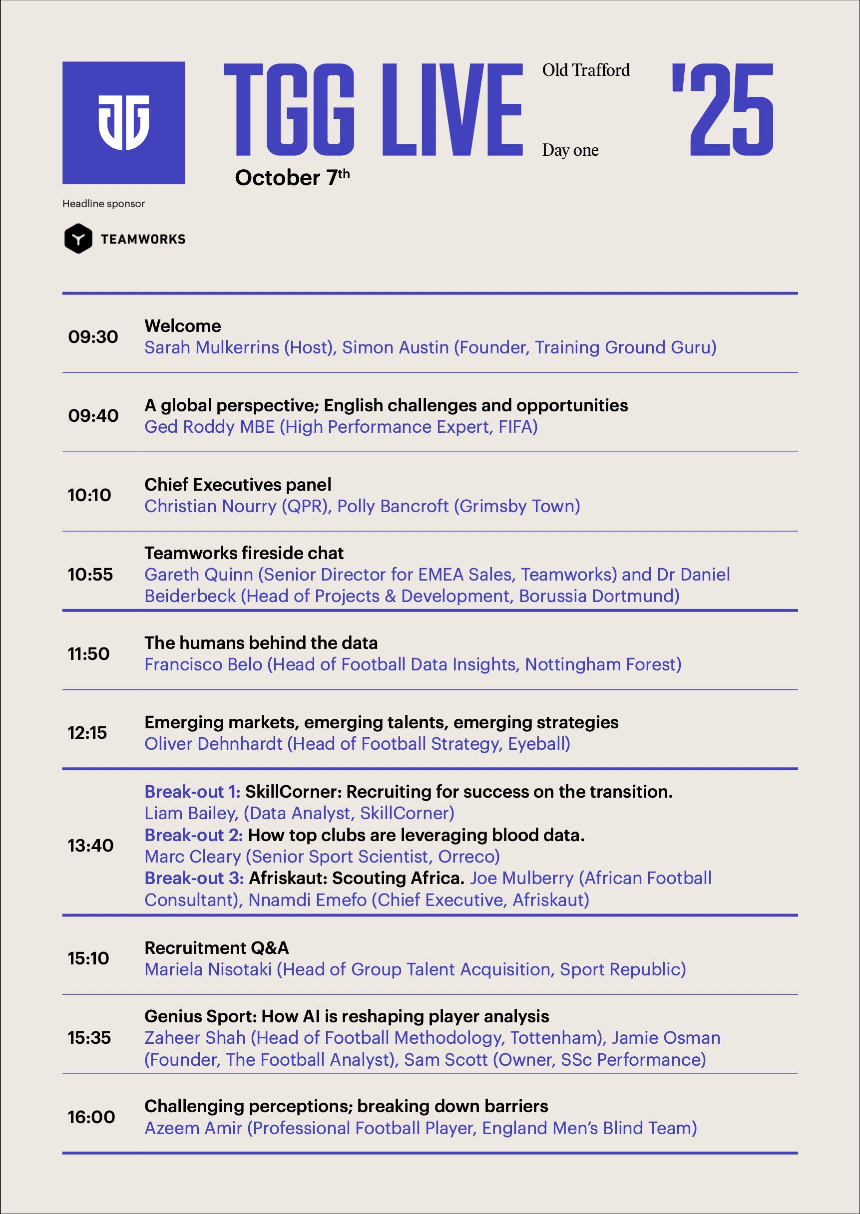 Day One agenda Day One agenda