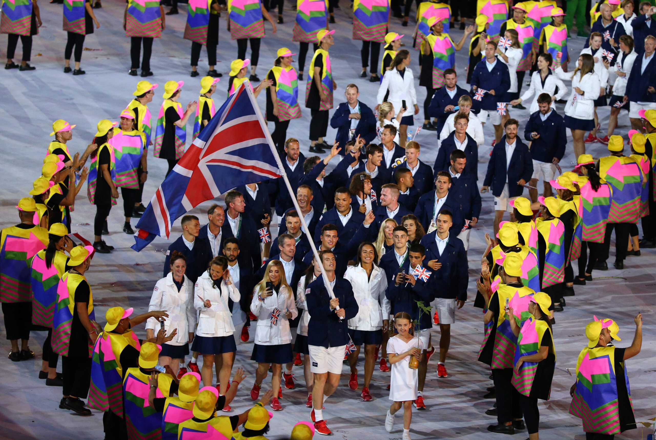 Andy Murray leading Team GB in the opening ceremony for the Rio Olympics in 2016